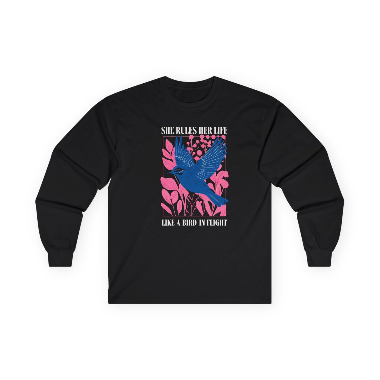 Long Sleeve Tee — LYRICS “She Rules Her Life Like a Bird in Flight” NEW