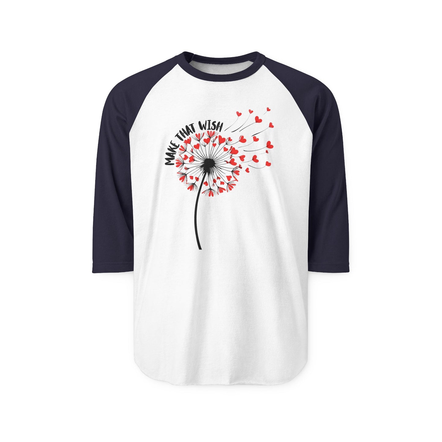 Dandelion Make That Wish Raglan Shirt - 3/4 Sleeve Tee Fun New