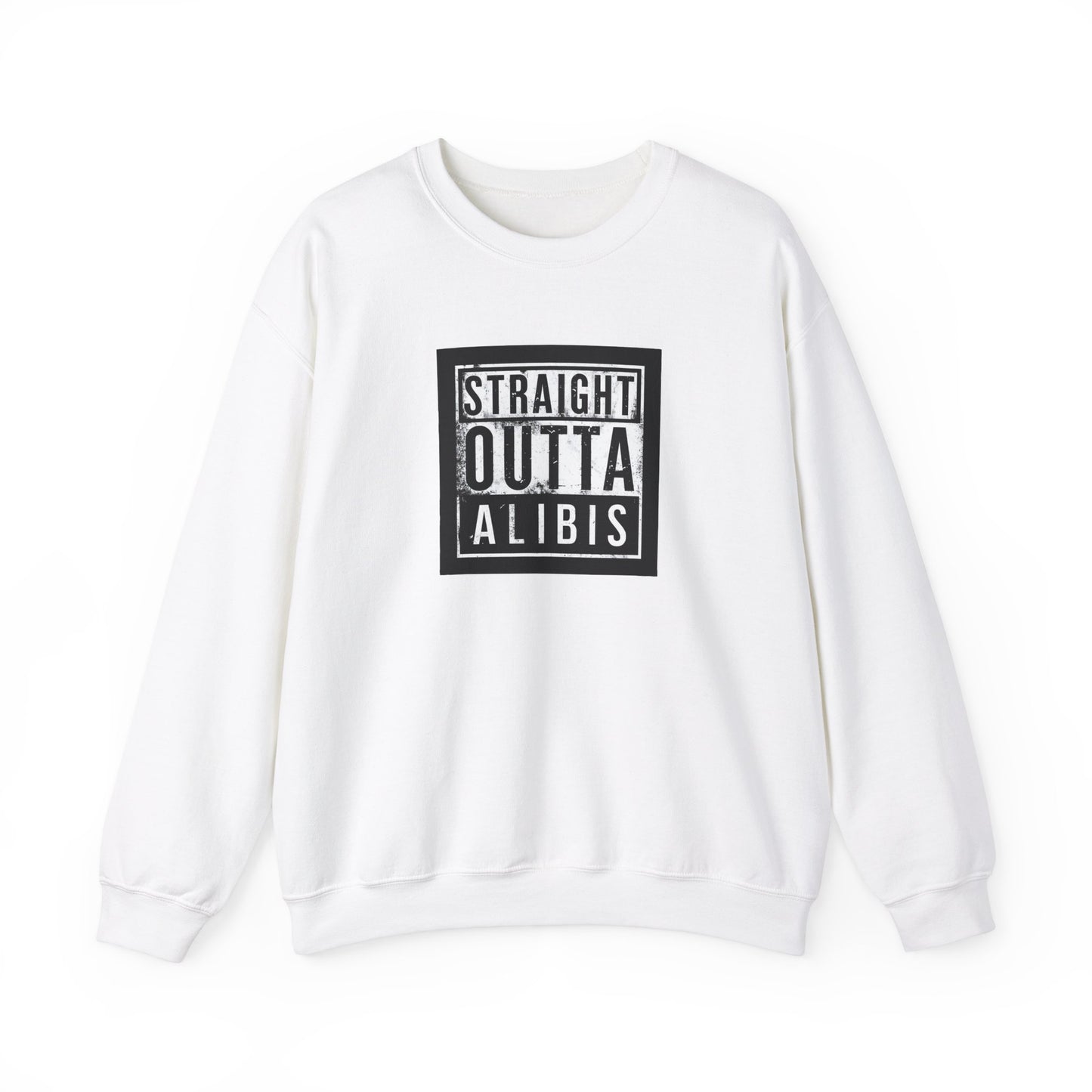 NEW! Retro Straight Outta Alibis Unisex Heavy Blend™ Crewneck Sweatshirt - Fun & Casual Fashion