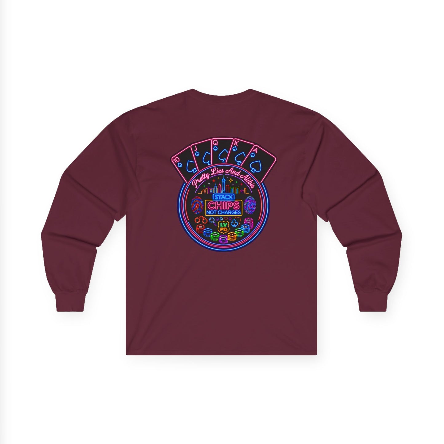 Long Sleeve Tee — "Stack Chips Not Charges" Crime Con 26'