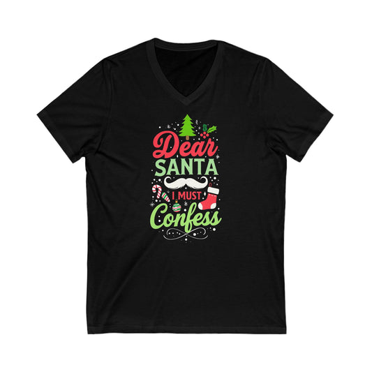 New - Dear Santa V-Neck Tee for Christmas Enthusiasts