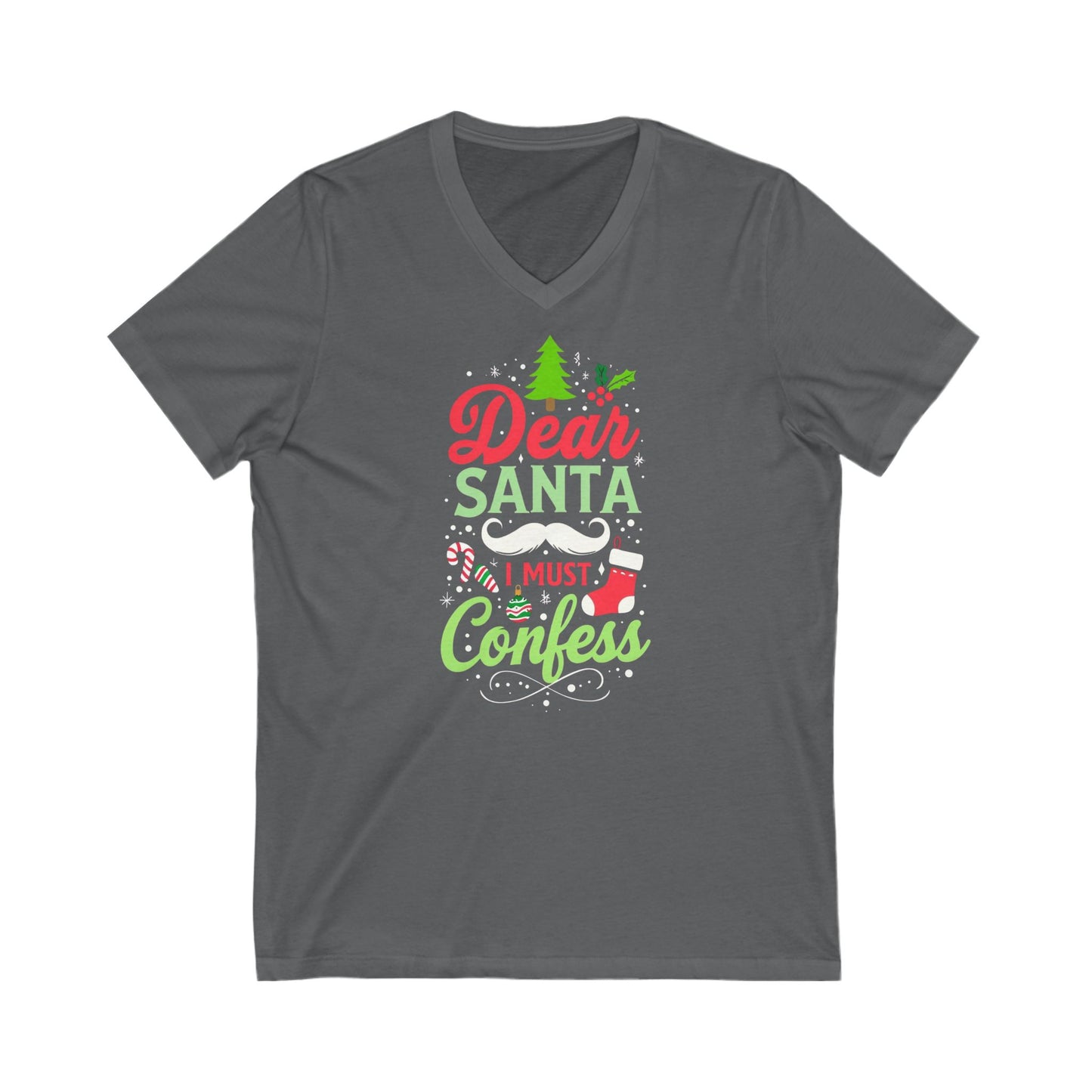 New - Dear Santa V-Neck Tee for Christmas Enthusiasts