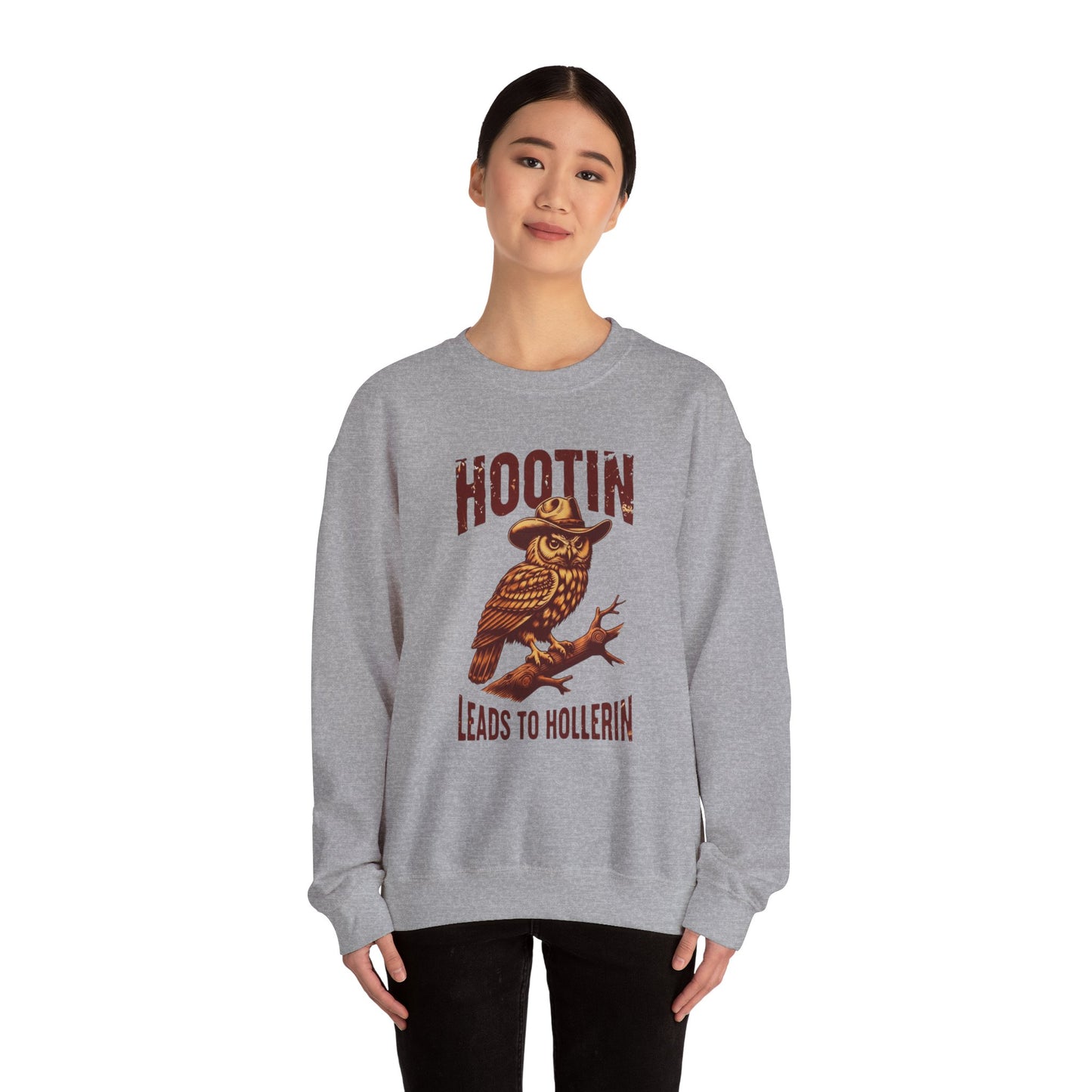 NEW Crewneck Sweatshirt — 'Hootin Leads to Hollerin' Vintage Owl