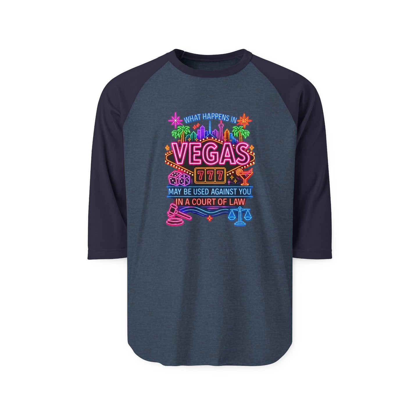 Las Vegas Neon Badge Raglan Shirt  "What Happens In Vegas" Crime Con 26' (Design 2)