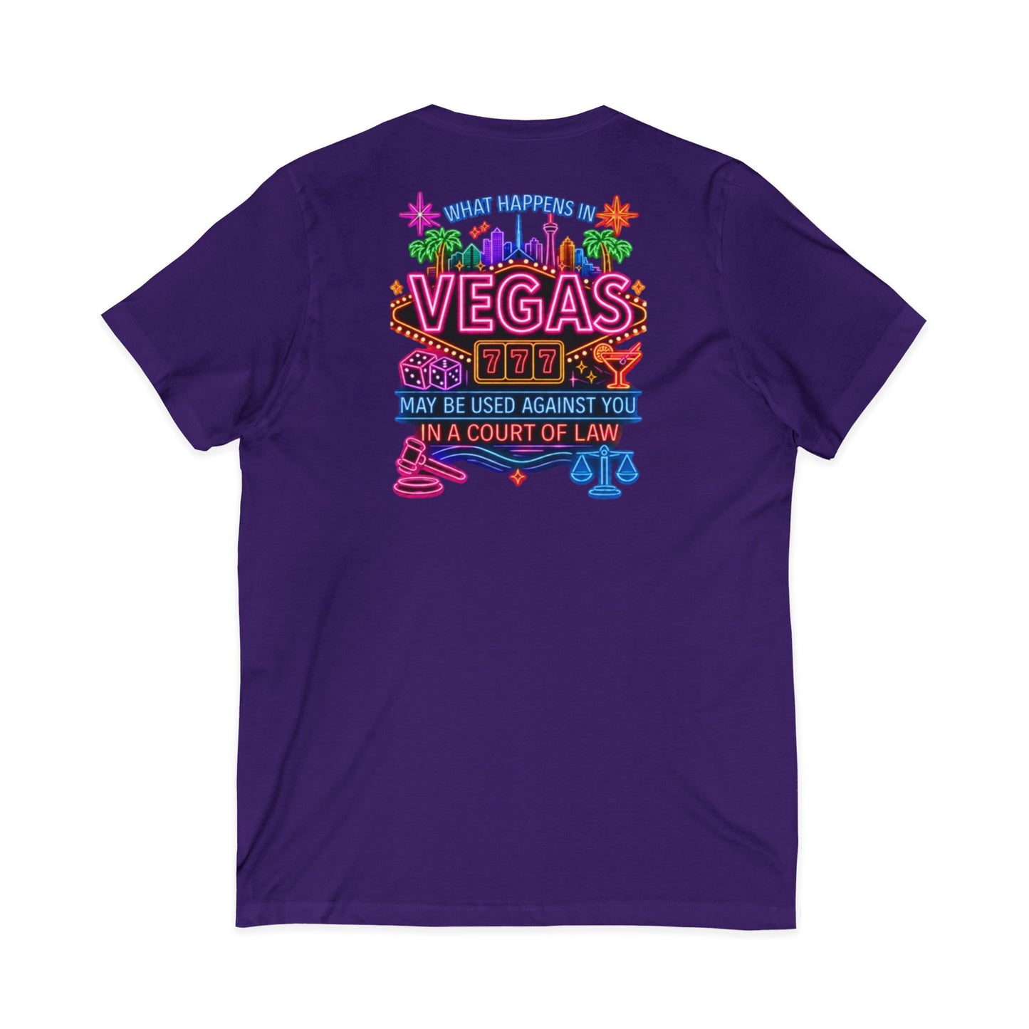 V-Neck Tee – "What Happens In Vegas" Crime Con 26' (Design 2)