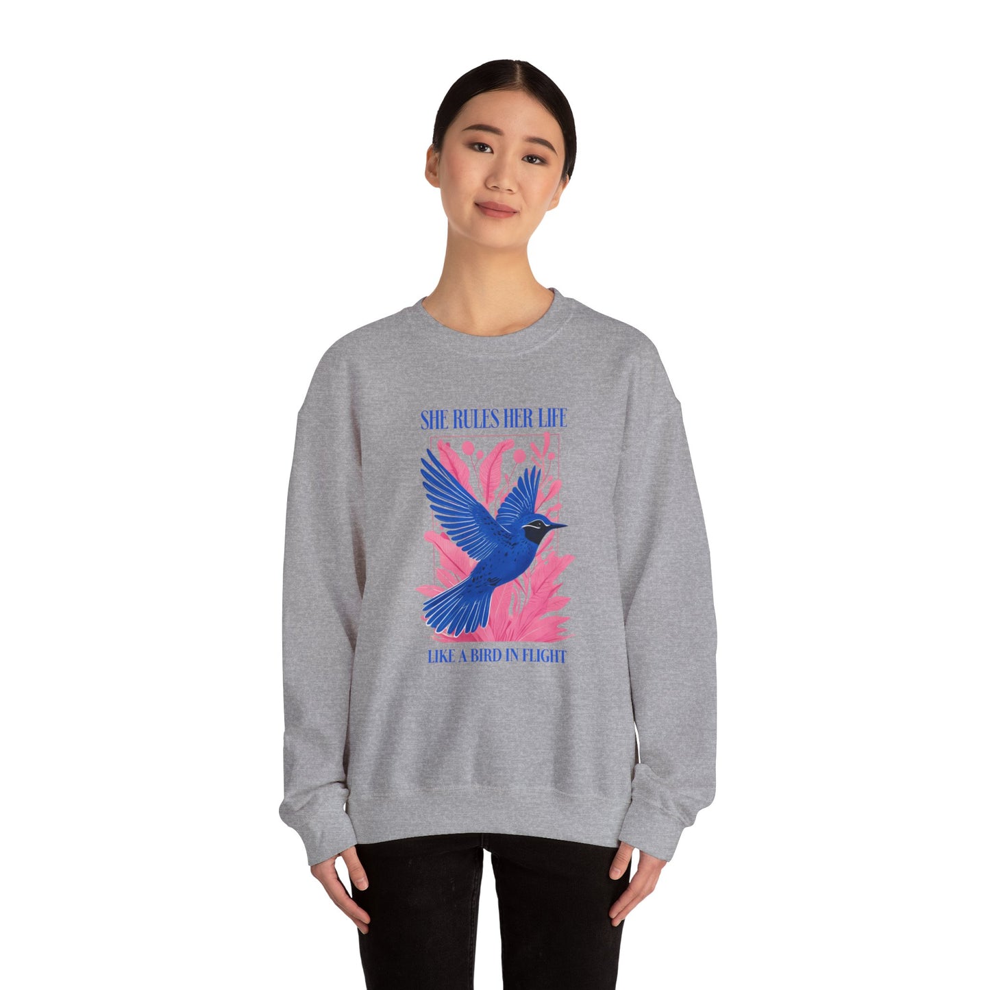 Crewneck Sweatshirt - LYRICS  "She Rules Her Life Like a Bird in Flight" NEW