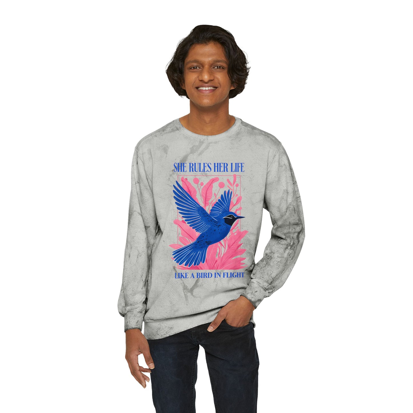 lYRICS: "She rules her life like a bird in flight" Unisex Color Blast Crewneck Sweatshirt NEW