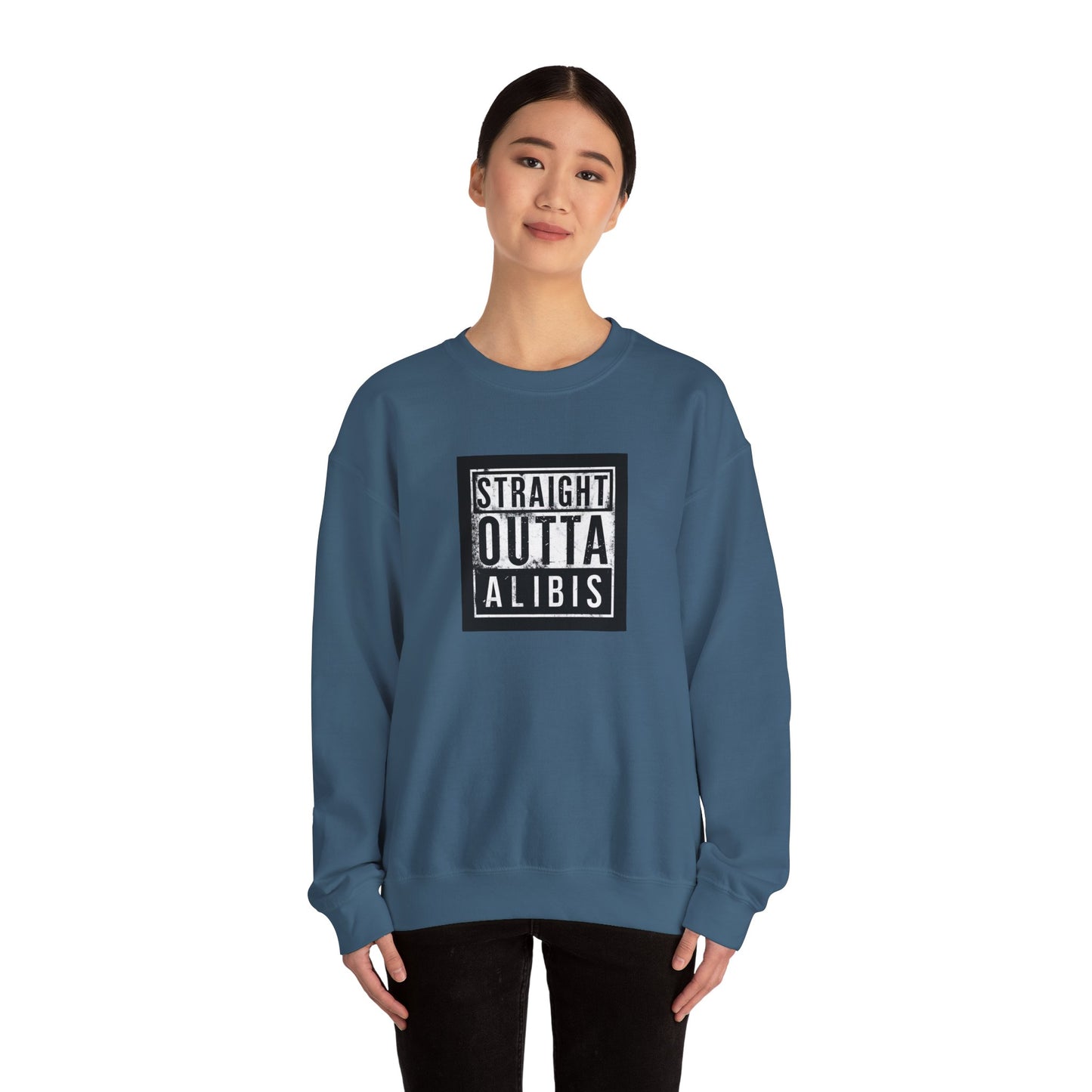 NEW! Retro Straight Outta Alibis Unisex Heavy Blend™ Crewneck Sweatshirt - Fun & Casual Fashion