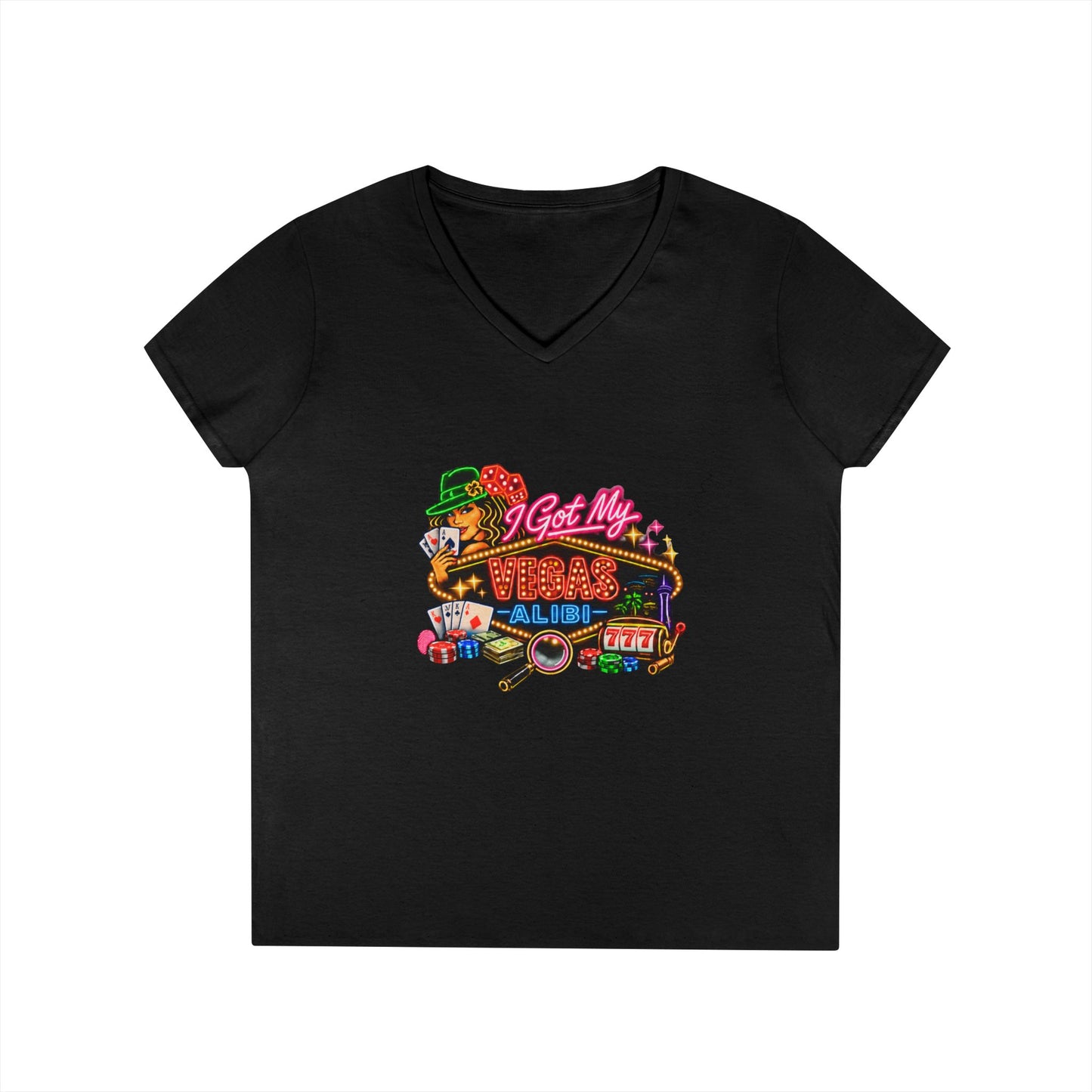 I Got My Vegas Alibi - Ladies' V-Neck T-Shirt (No Logo)