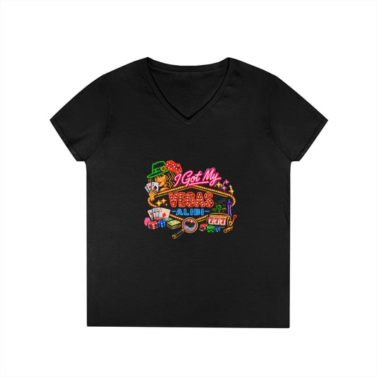 I Got My Vegas Alibi - Ladies' V-Neck T-Shirt (No Logo)