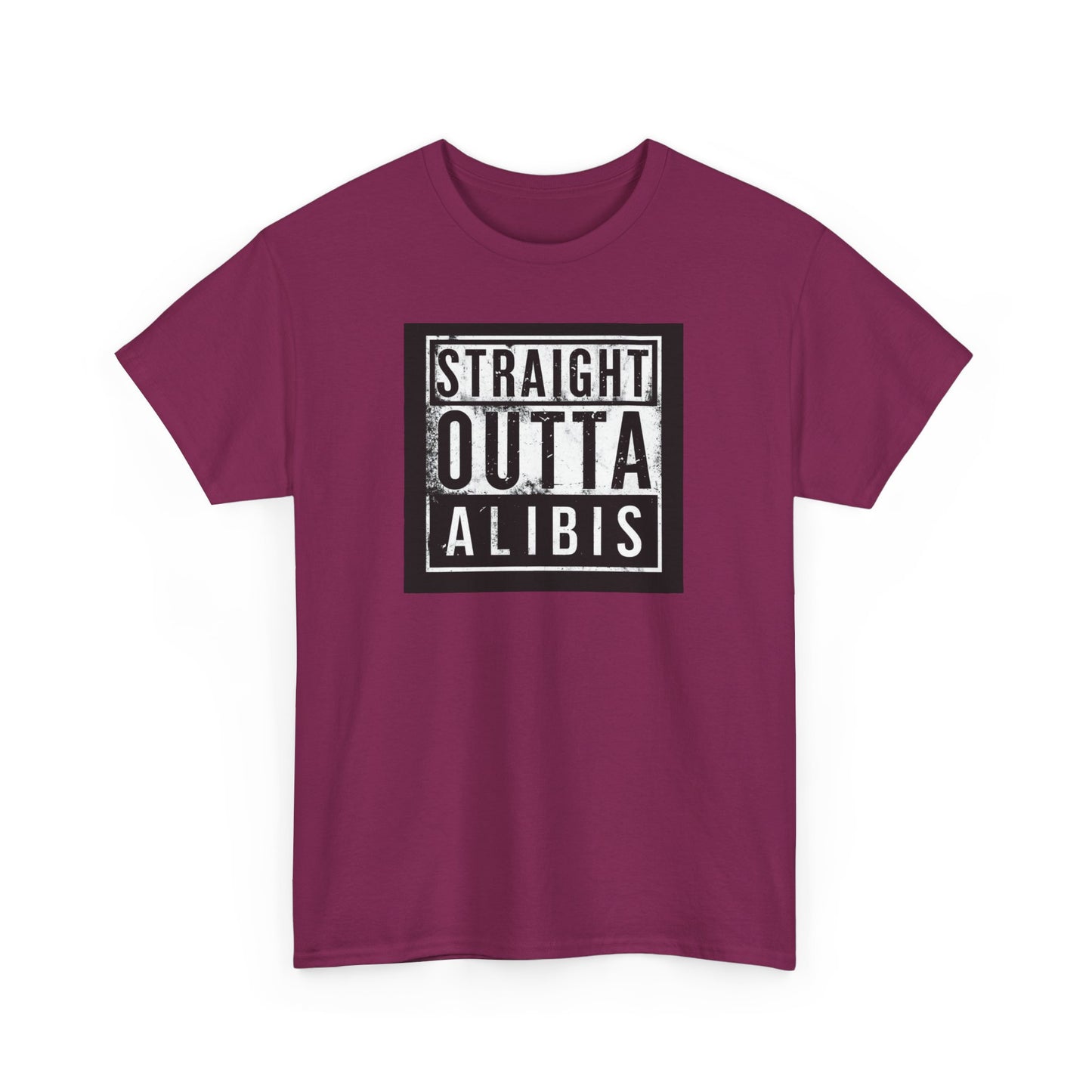 NEW! Retro Straight Outta Alibis Unisex Heavy Cotton Tee - Casual Streetwear T-Shirt