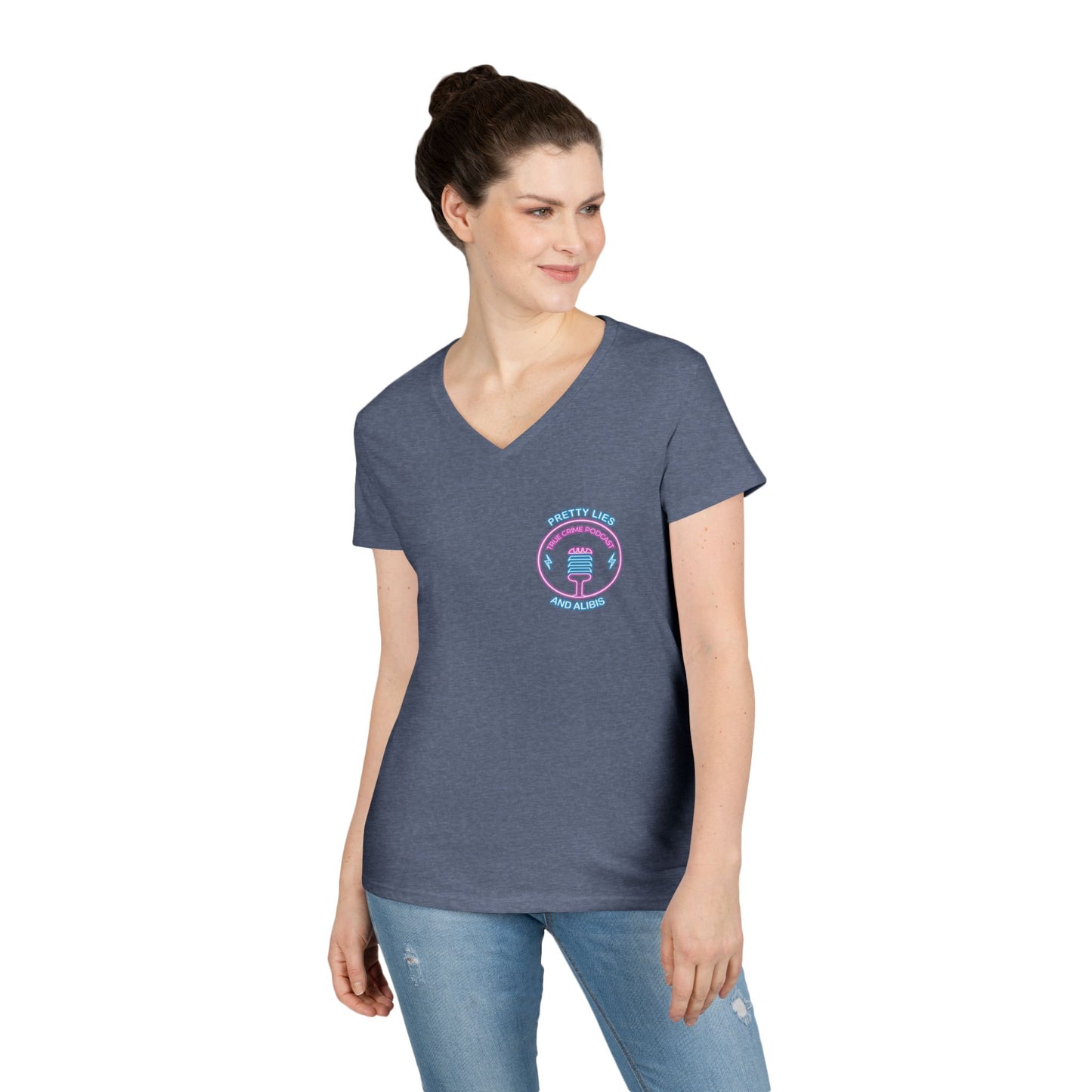 ' V-Neck T-Shirt — "What Happens in Vegas" Crime Con 26' Neon Graphic V-Neck Tee
