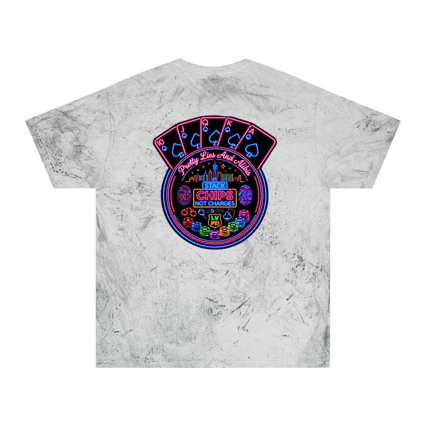 Tie-Dye T-Shirt — "Stack Chips Not Charges" Crime Con 26'