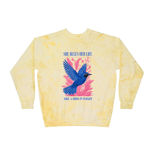 LYRICS - She Rules Her Life Like A Bird In Flight  Graphic Crewneck Sweatshirt NEW