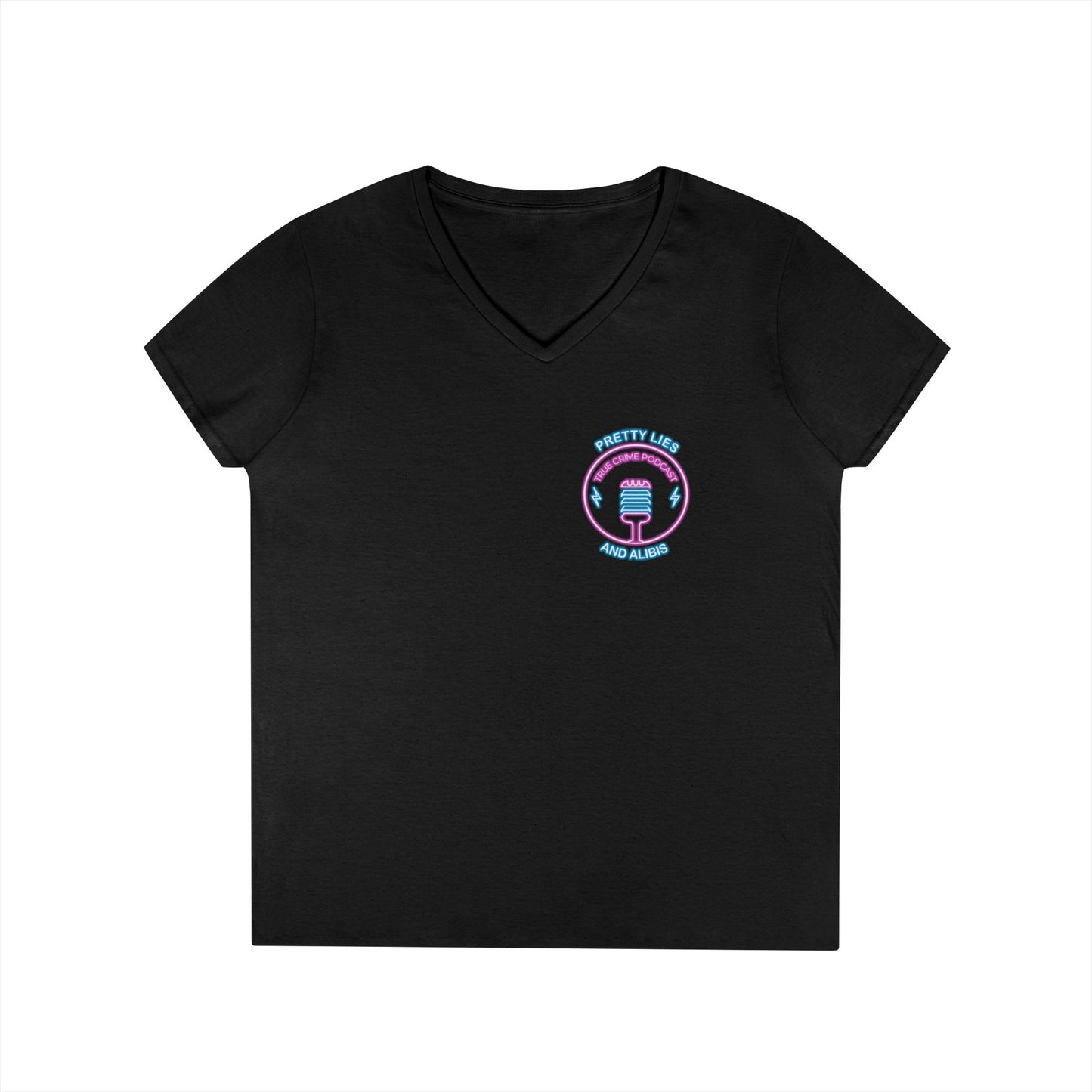 ' V-Neck T-Shirt — "What Happens in Vegas" Crime Con 26' Neon Graphic V-Neck Tee