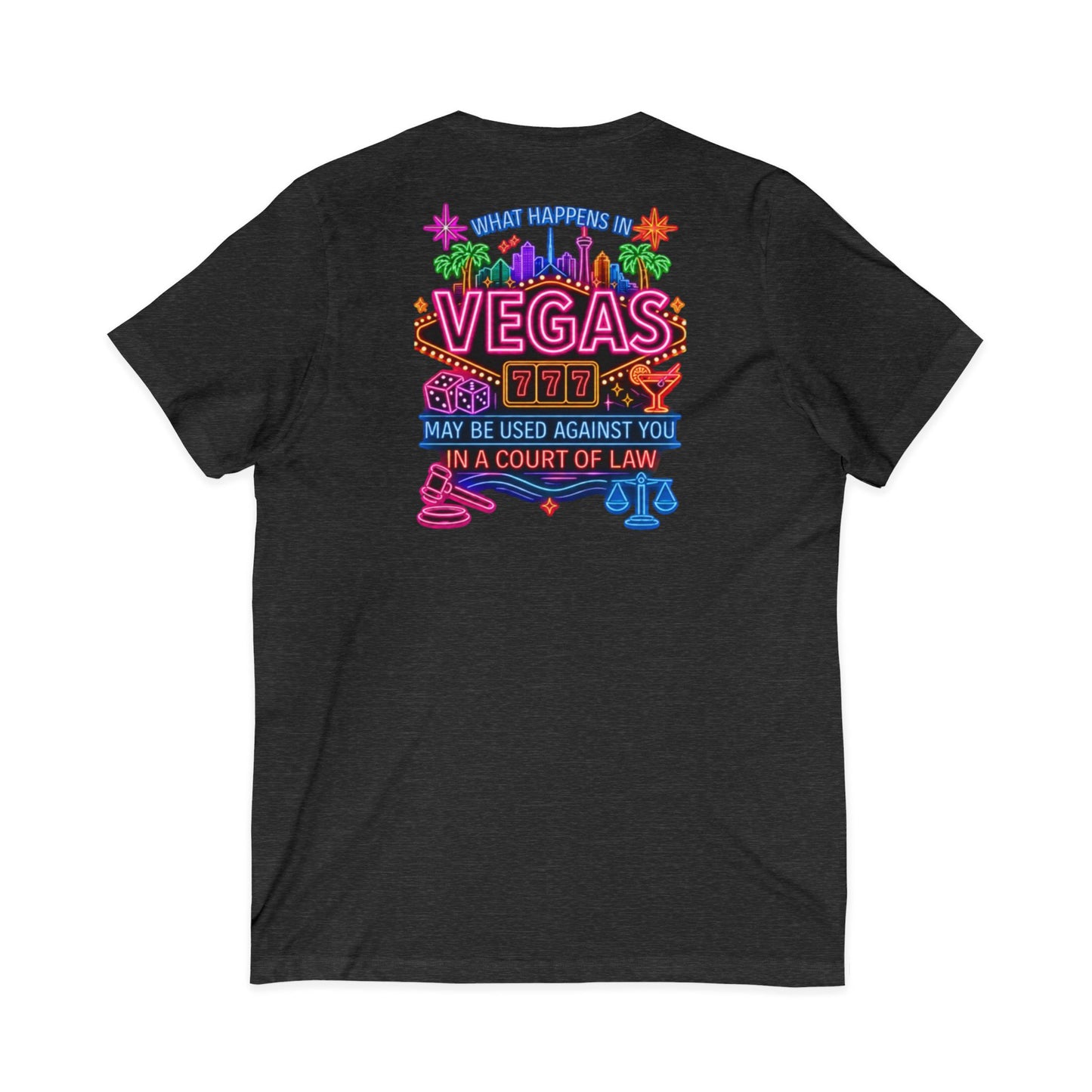V-Neck Tee – "What Happens In Vegas" Crime Con 26' (Design 2)
