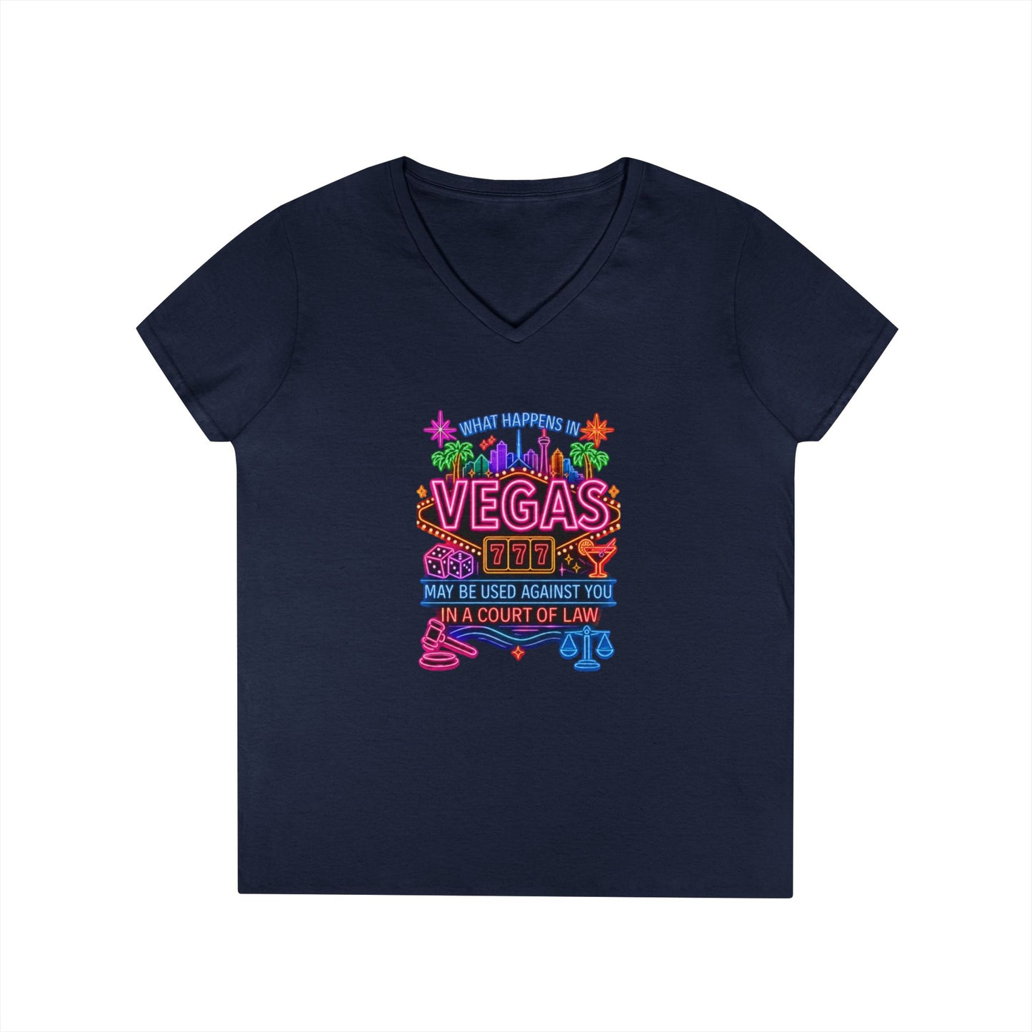 V-Neck T-Shirt – "What Happens in Vegas" No Logo