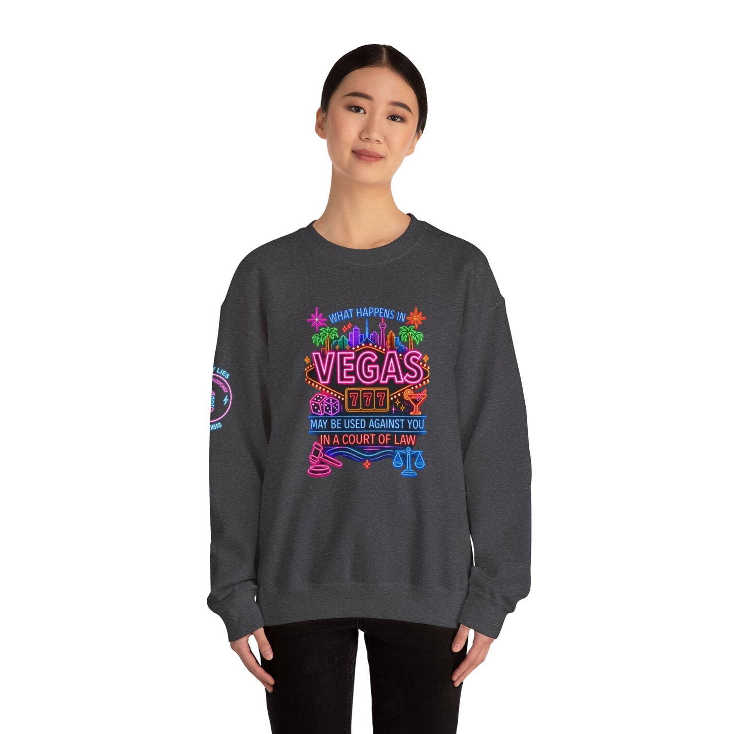 Las Vegas Neon "What Happens In Vegas" Crime Con 26' (Design 2)  Crewneck Sweatshirt