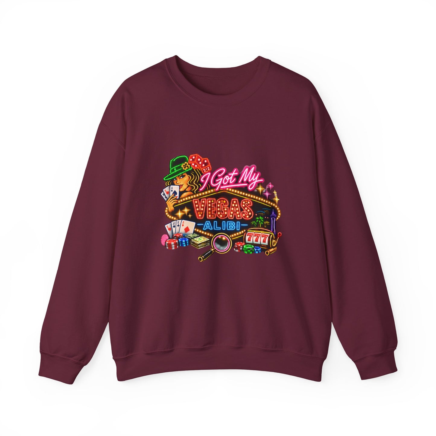Crewneck Sweatshirt — "I Got My Vegas Alibi" (No Logo)