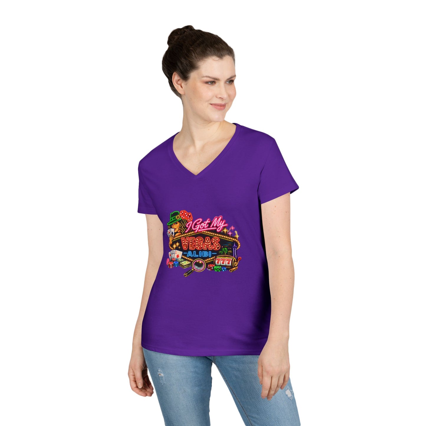 I Got My Vegas Alibi - Ladies' V-Neck T-Shirt (No Logo)