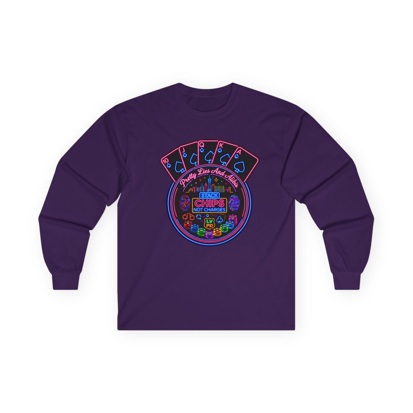 Long Sleeve Tee — "Stack Chips Not Charges" (No Logo)