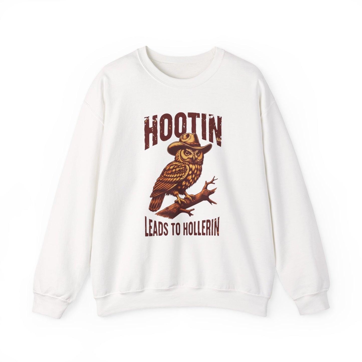 NEW Crewneck Sweatshirt — 'Hootin Leads to Hollerin' Vintage Owl