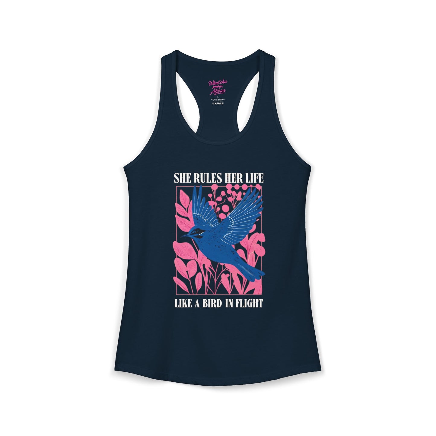 Women's Ideal Racerback Tank - Lyrics "She Rules Her Life Like A Bird In Flight" New