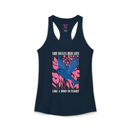 Women's Ideal Racerback Tank - Lyrics "She Rules Her Life Like A Bird In Flight" New