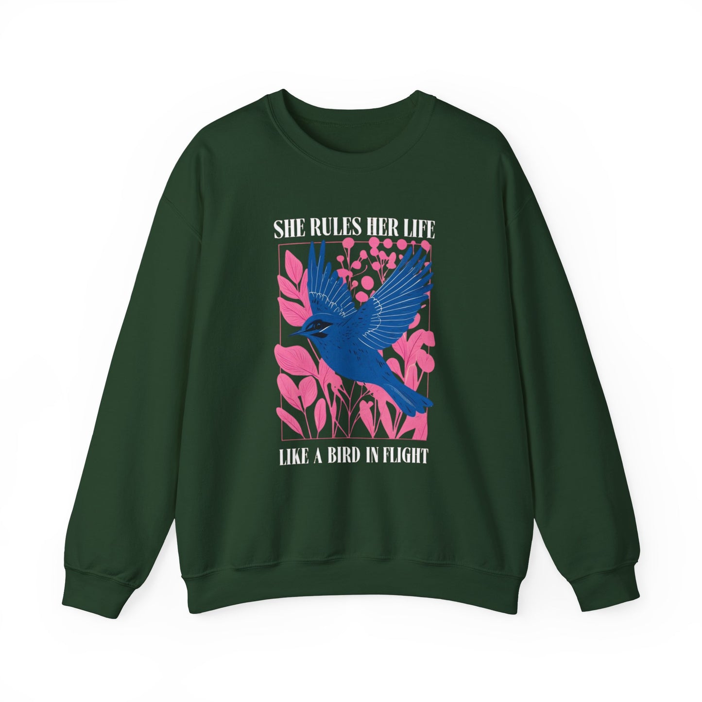 Crewneck Sweatshirt - LYRICS  "She Rules Her Life Like a Bird in Flight" NEW