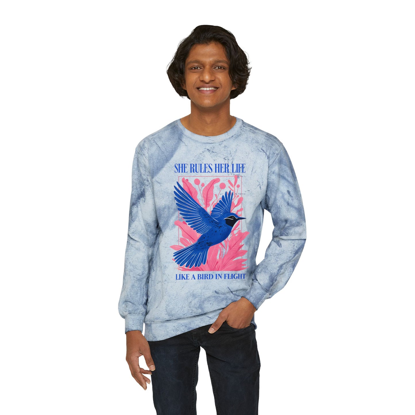 lYRICS: "She rules her life like a bird in flight" Unisex Color Blast Crewneck Sweatshirt NEW