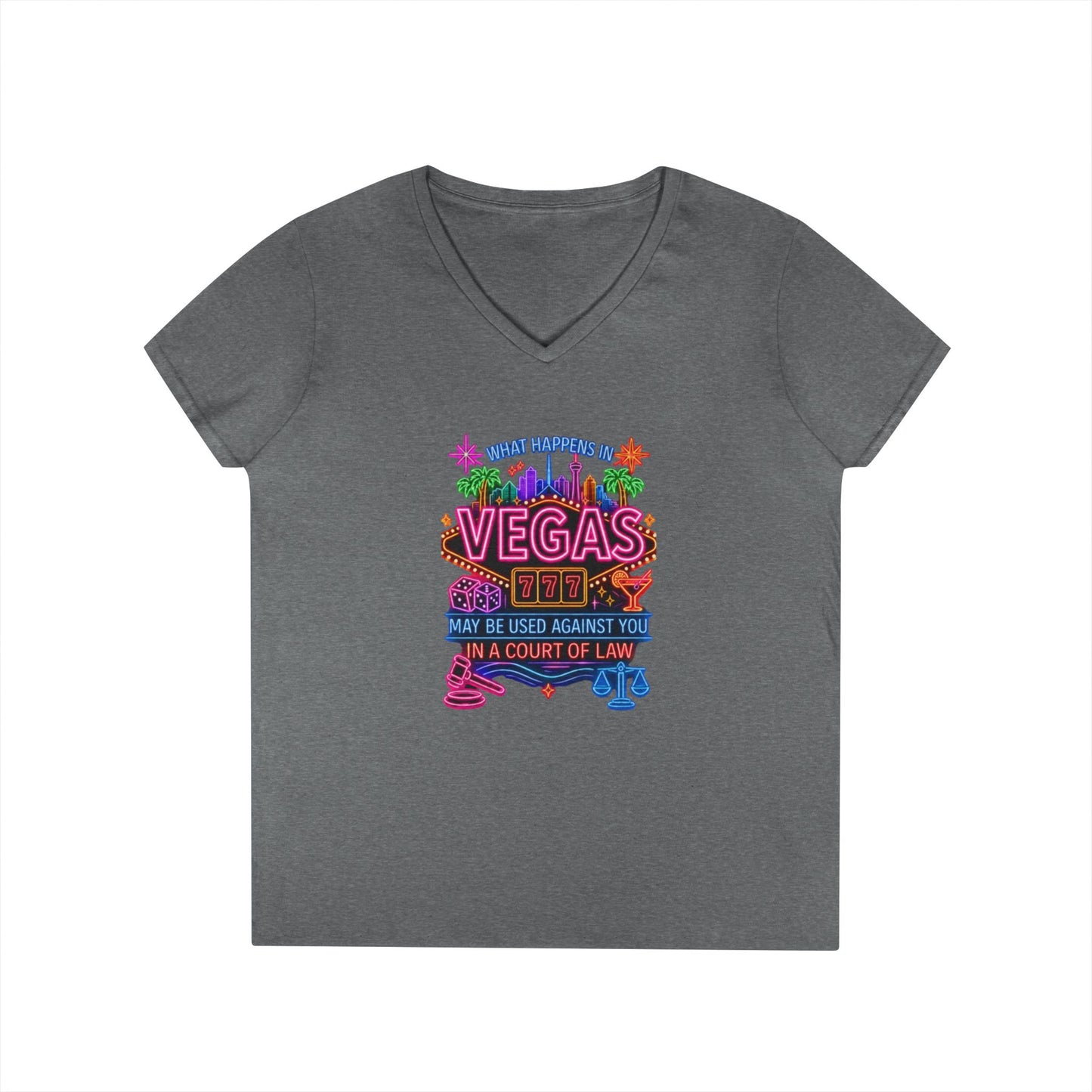 V-Neck T-Shirt – "What Happens in Vegas" No Logo