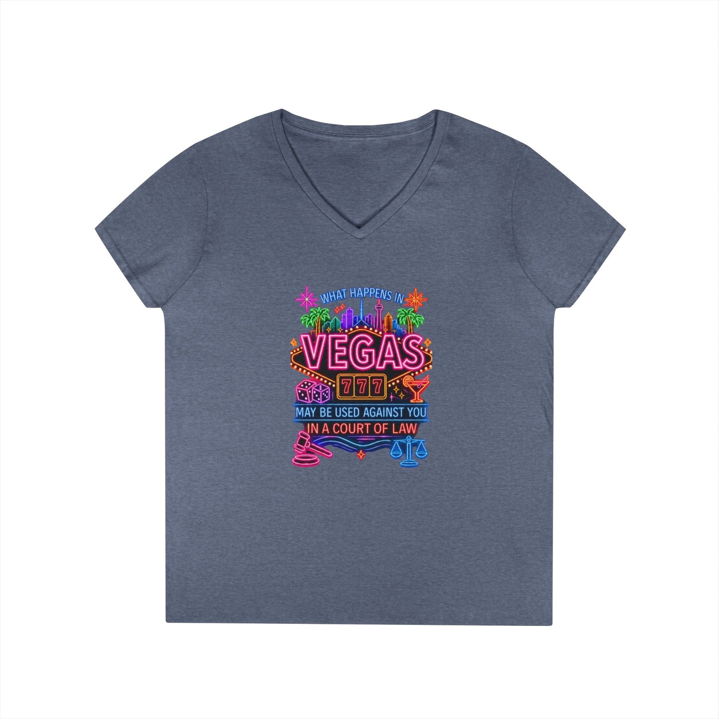 V-Neck T-Shirt – "What Happens in Vegas" No Logo