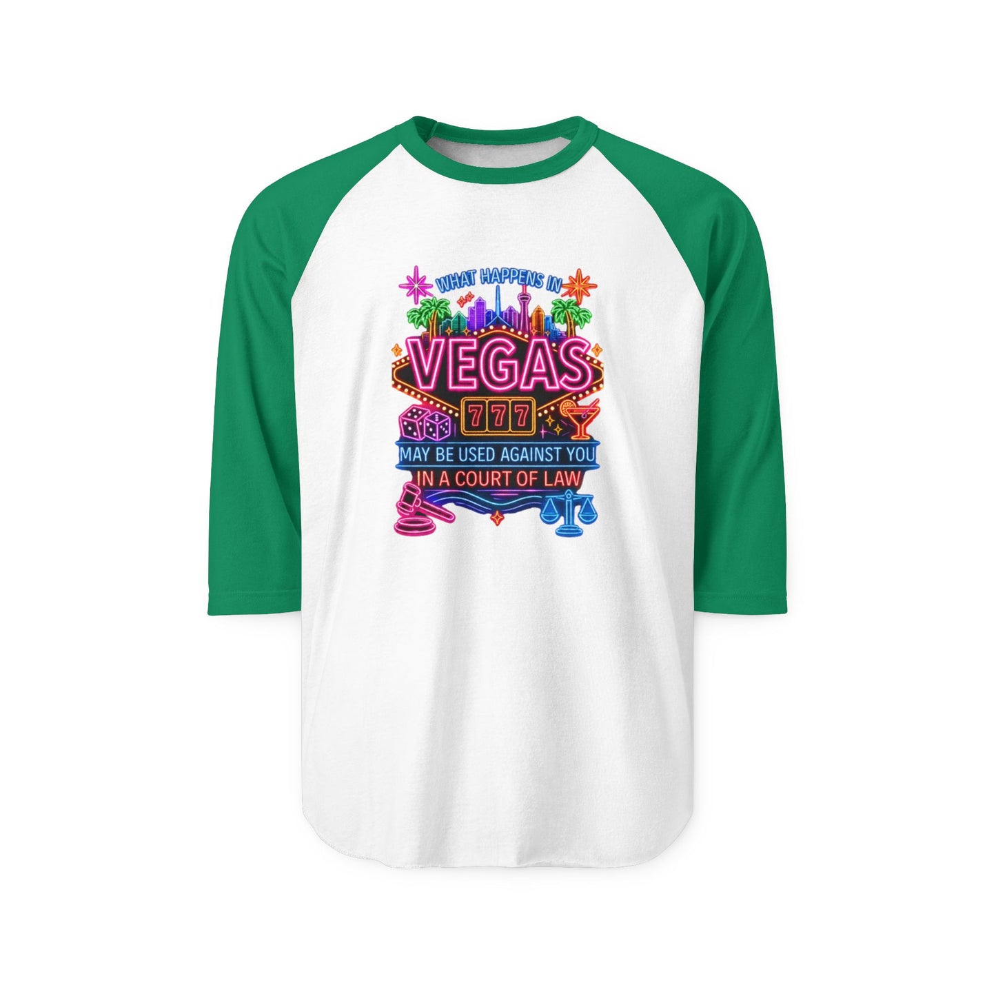 Las Vegas Neon Badge Raglan Shirt  "What Happens In Vegas" Crime Con 26' (Design 2)