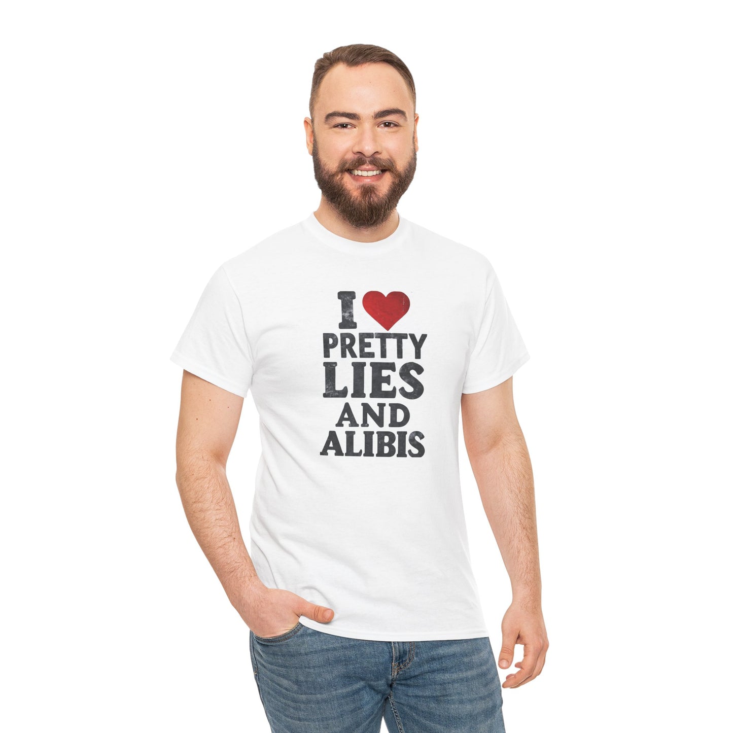 NEW I Love Pretty Lies and Alibis Unisex Heavy Cotton Tee - Stylish Statement Shirt for Casual Wear