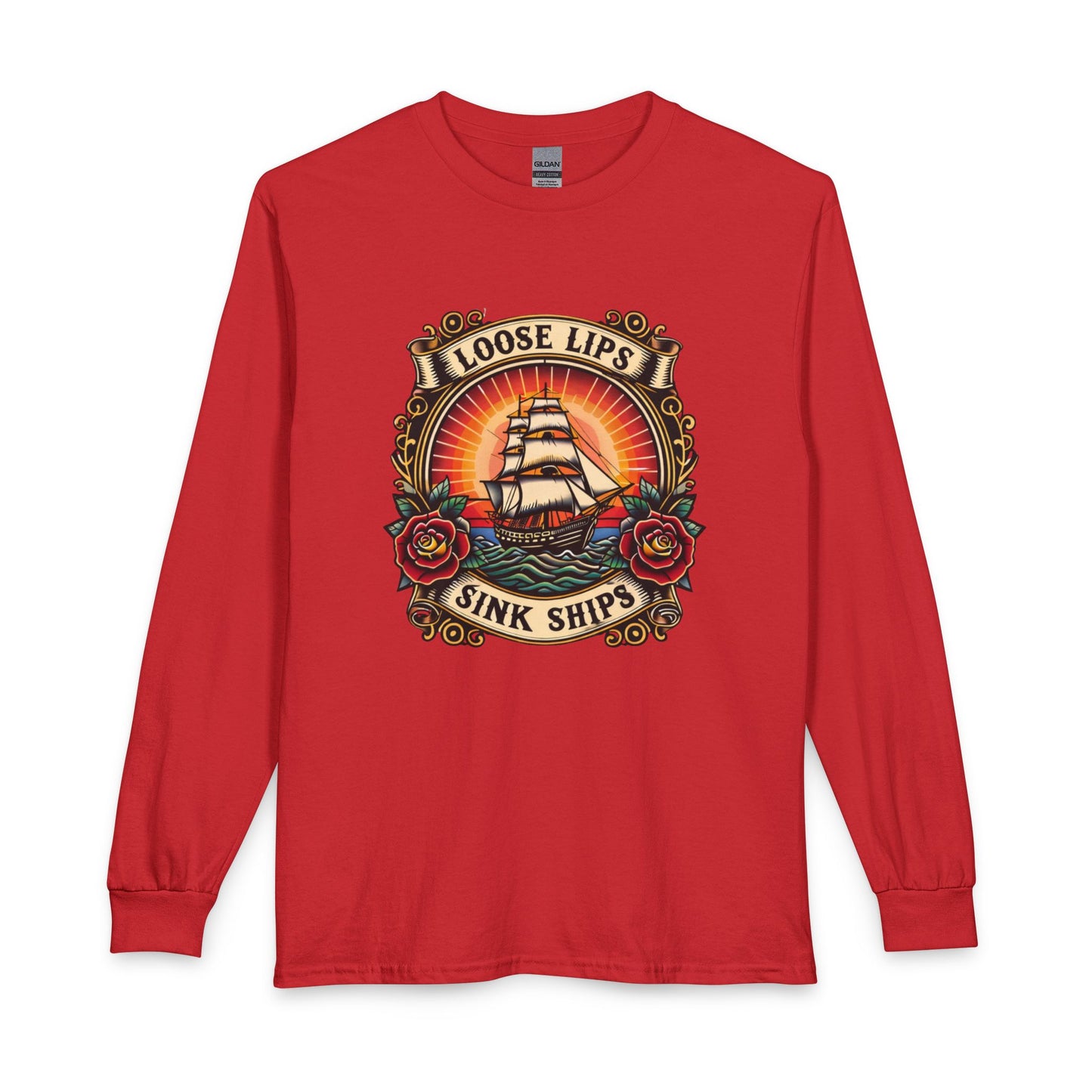 NEW Loose Lips Sink Ships Long Sleeve Tee — Vintage Tattoo Graphic