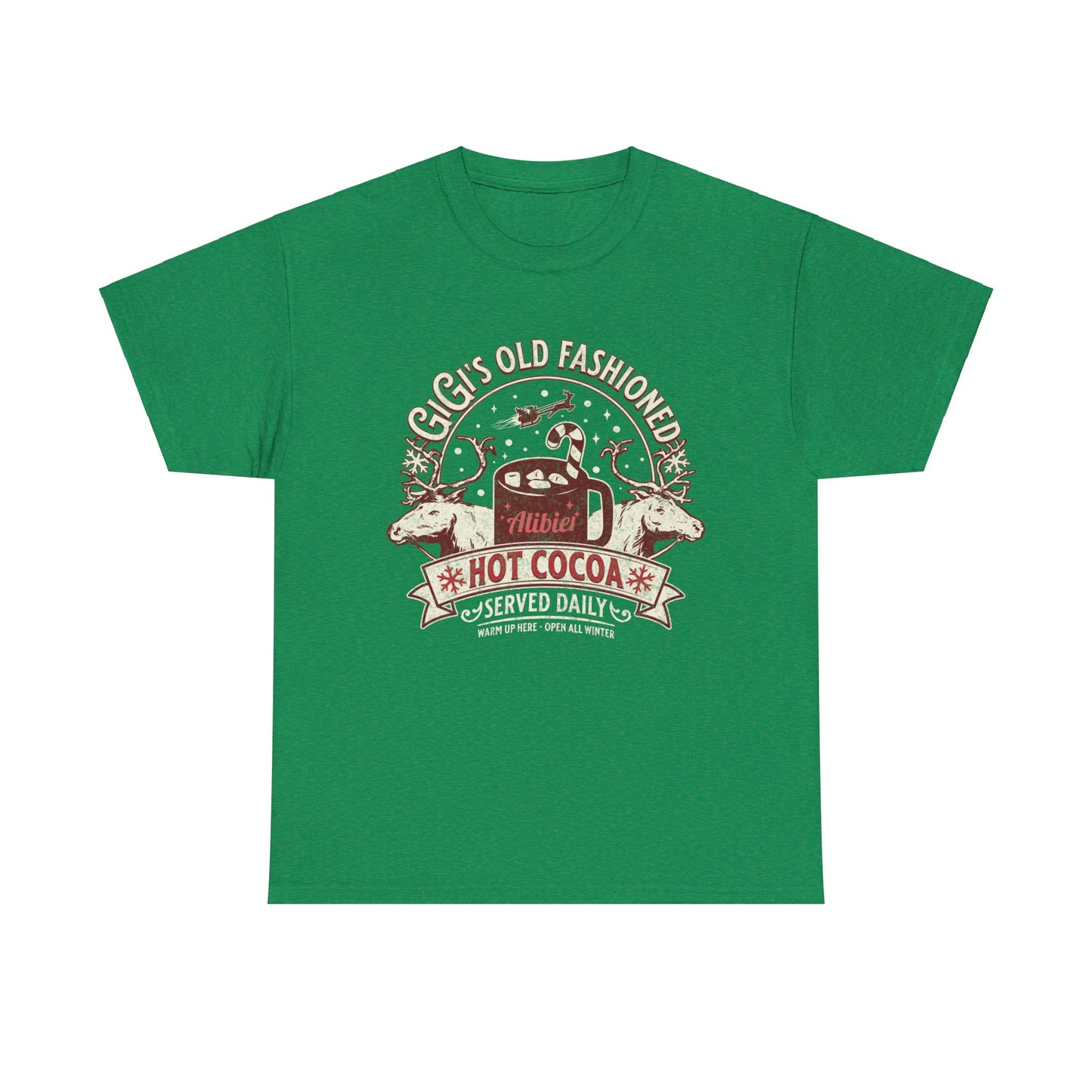 Christmas Vintage Hot Cocoa Unisex Heavy Cotton Tee - Perfect for Winter and Holiday Cheer