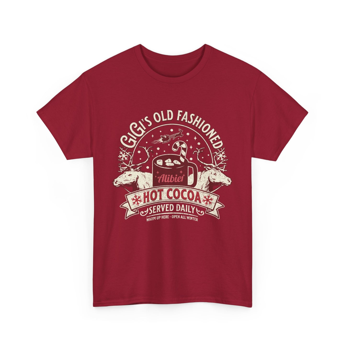 Christmas Vintage Hot Cocoa Unisex Heavy Cotton Tee - Perfect for Winter and Holiday Cheer