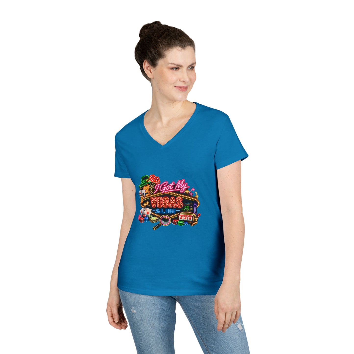 I Got My Vegas Alibi - Ladies' V-Neck T-Shirt (No Logo)