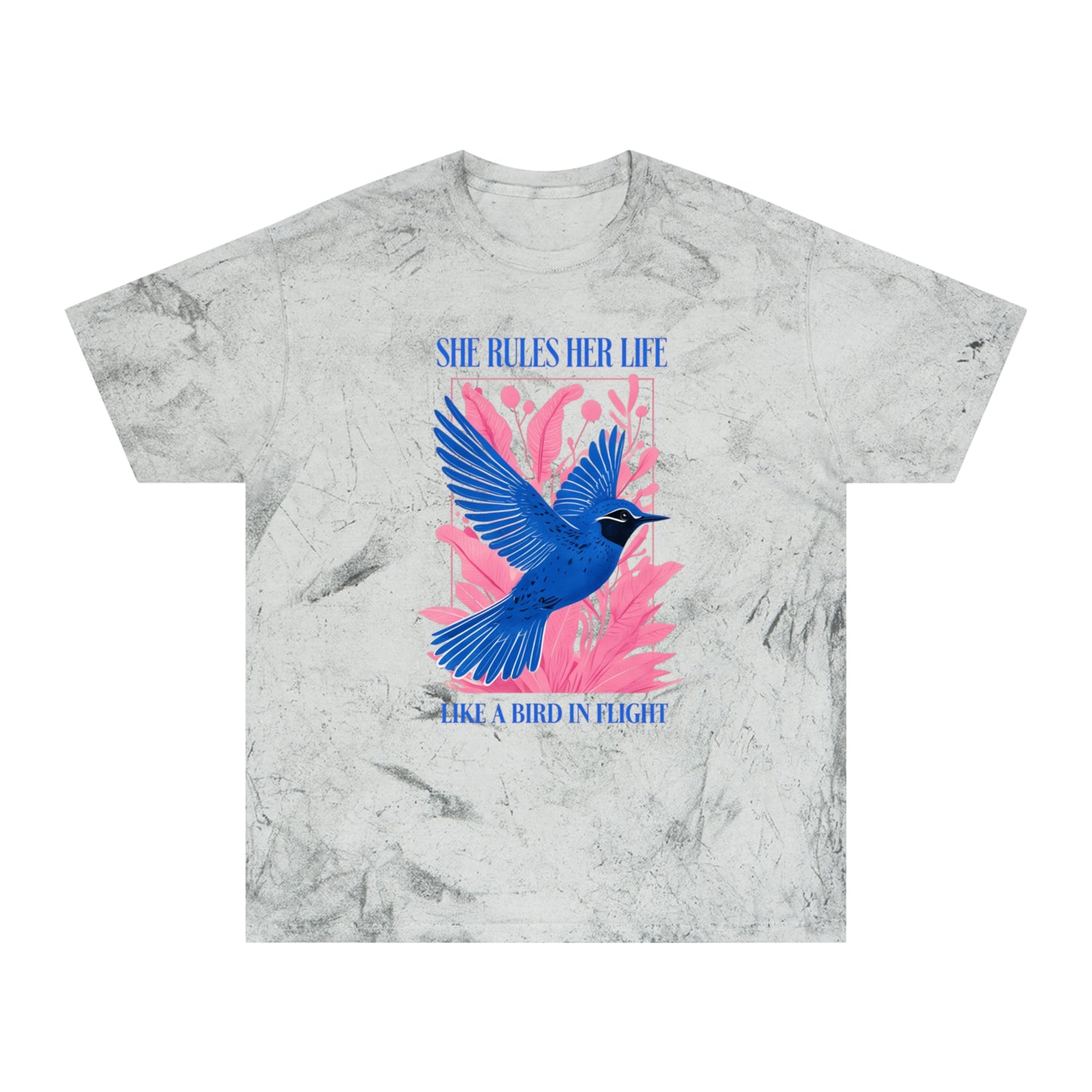 She Rules Her Life Bird In Flight Lyrics Tee — Inspirational Blue Bird Graphic T-Shirt NEW
