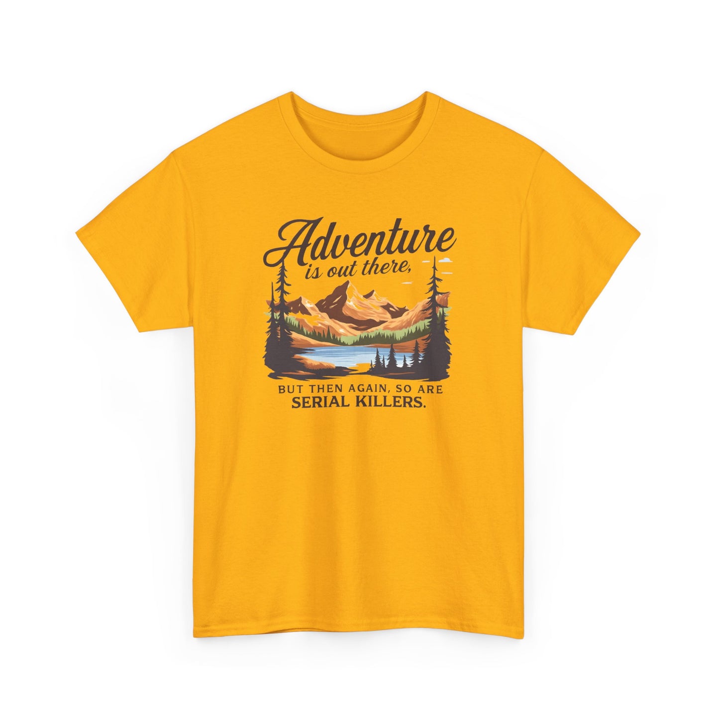 Adventure Is Out There Tee — Retro Mountain Camping Graphic T‑Shirt