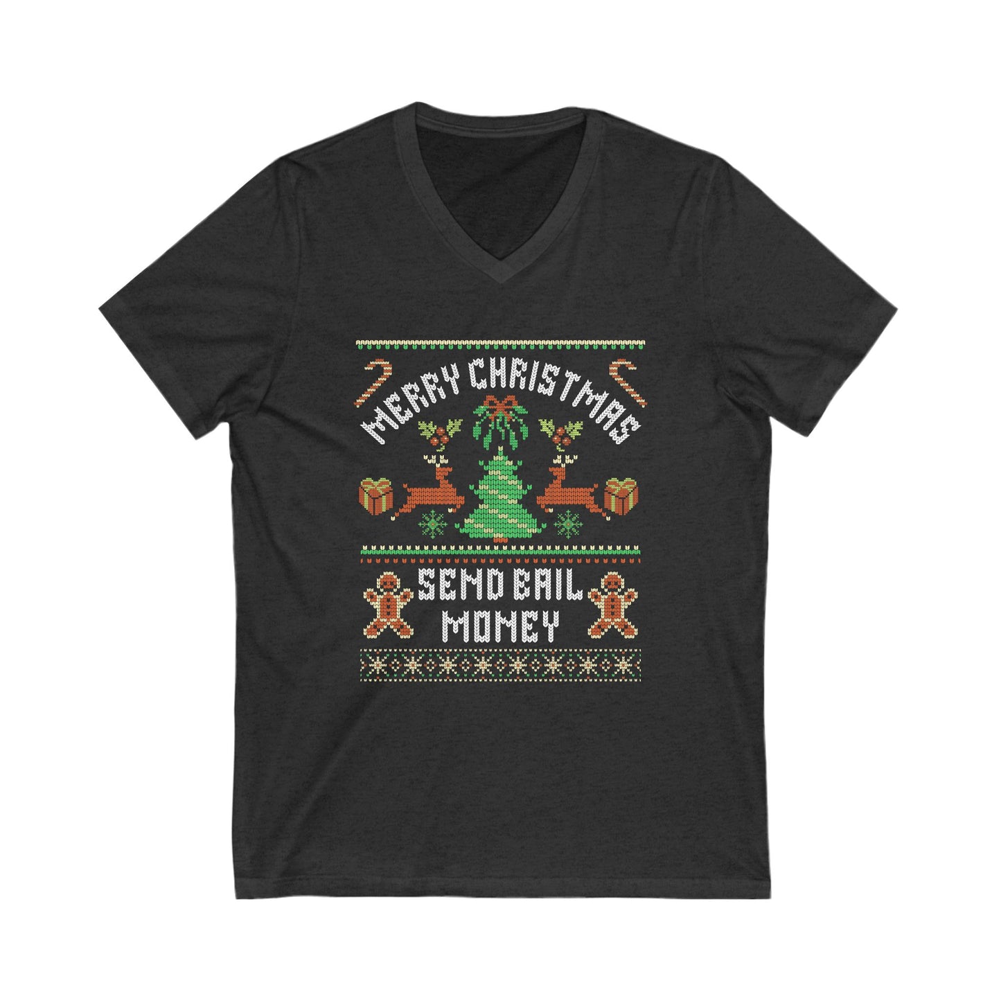 NEW! Holiday Cheer Unisex V-Neck Tee with Christmas Design