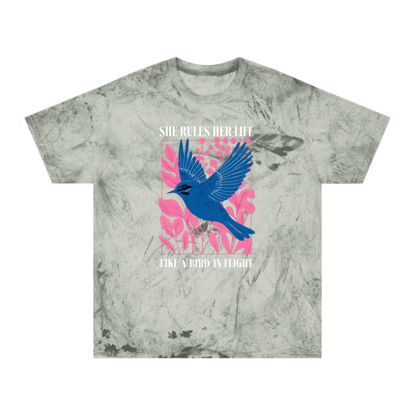 She Rules Her Life Bird In Flight Lyrics Tee — Inspirational Blue Bird Graphic T-Shirt NEW