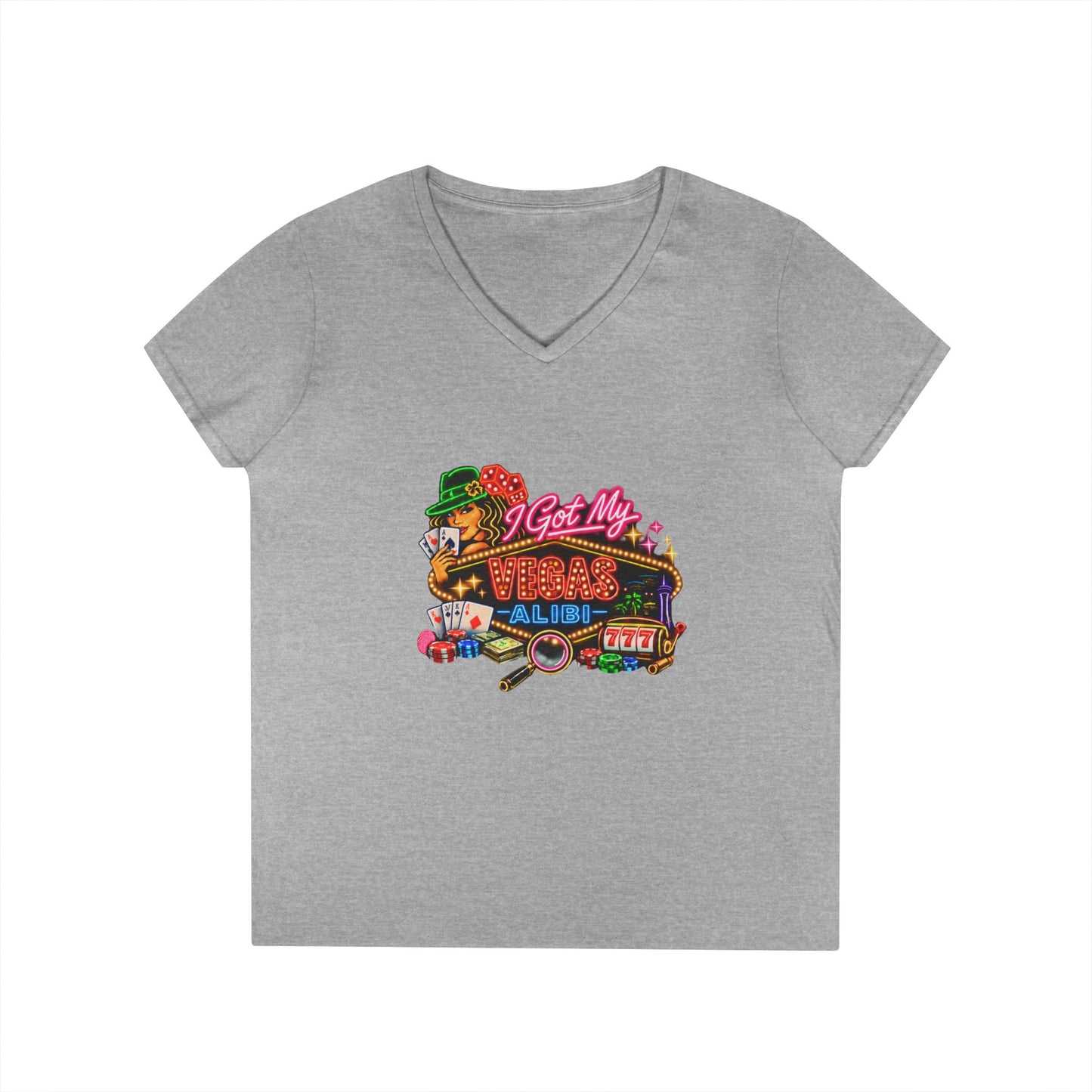 I Got My Vegas Alibi - Ladies' V-Neck T-Shirt (No Logo)