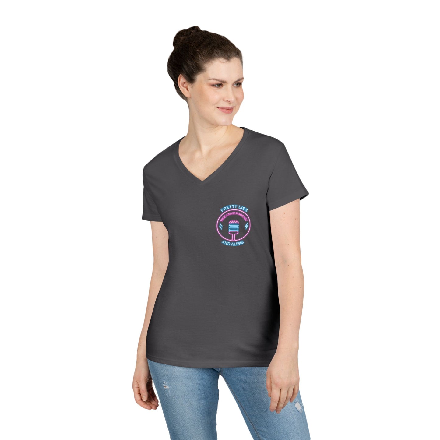 ' V-Neck T-Shirt — "What Happens in Vegas" Crime Con 26' Neon Graphic V-Neck Tee