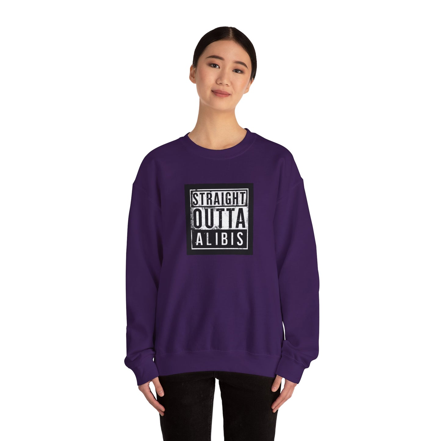 NEW! Retro Straight Outta Alibis Unisex Heavy Blend™ Crewneck Sweatshirt - Fun & Casual Fashion