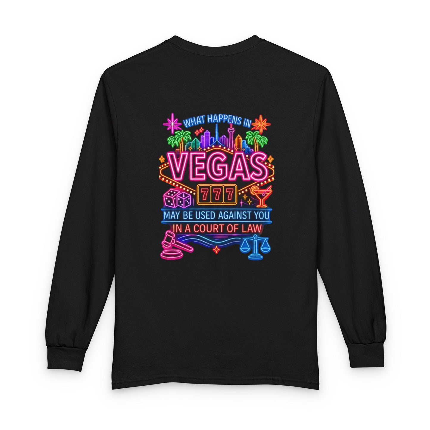 Vegas Neon Retro Long Sleeve Tee — "What Happens In Vegas" Crime Con 26'