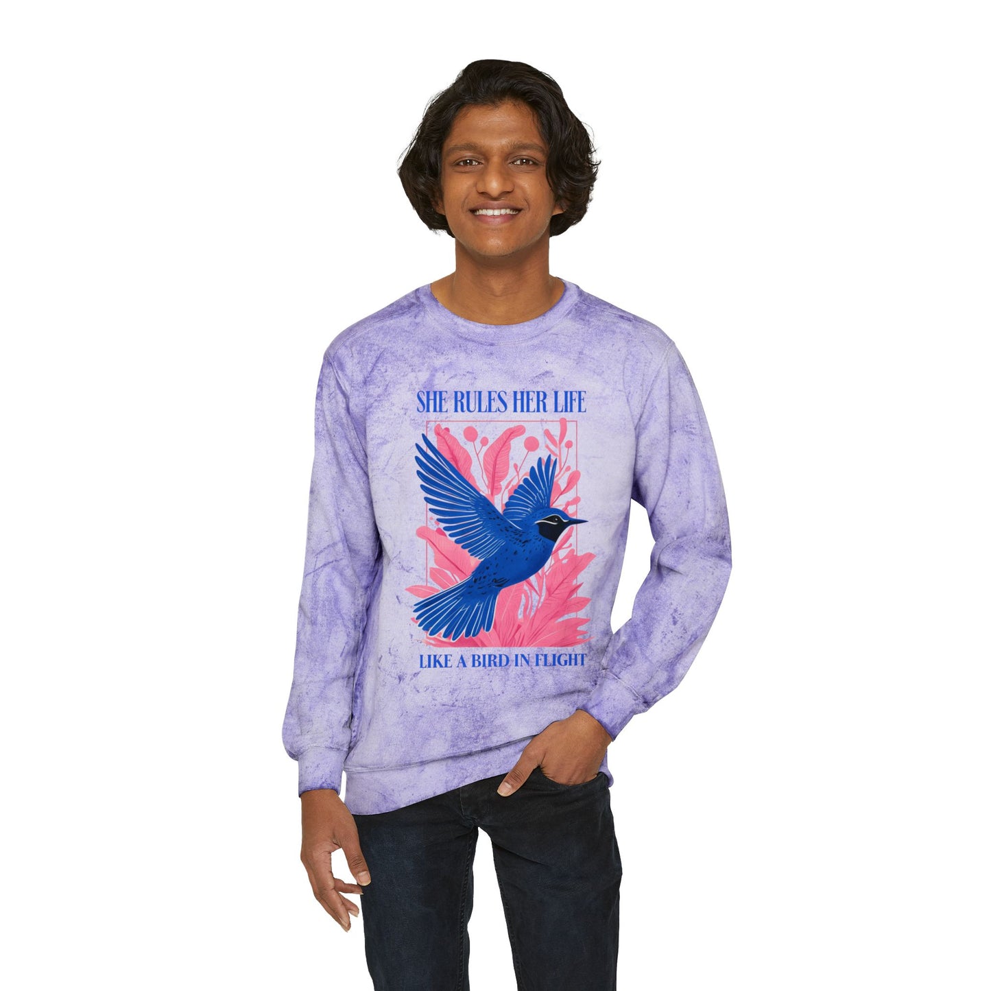 LYRICS - She Rules Her Life Like A Bird In Flight  Graphic Crewneck Sweatshirt NEW