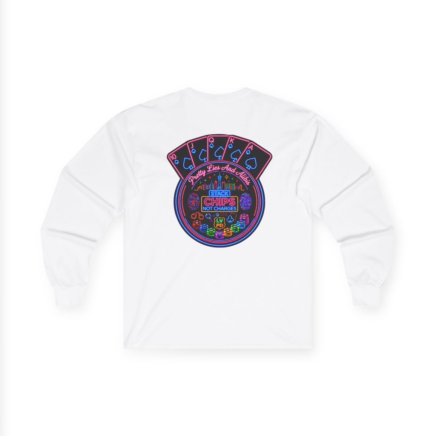 Long Sleeve Tee — "Stack Chips Not Charges" Crime Con 26'