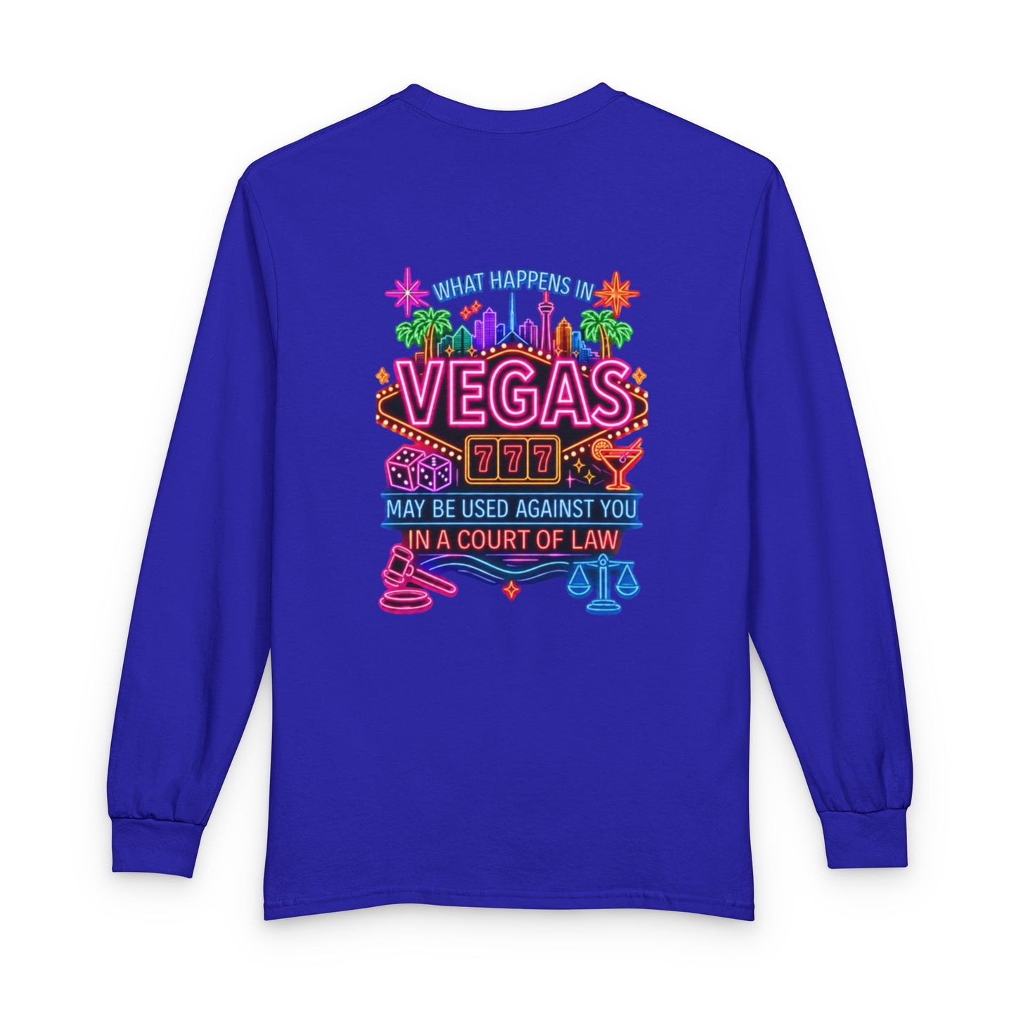 Vegas Neon Retro Long Sleeve Tee — "What Happens In Vegas" Crime Con 26'