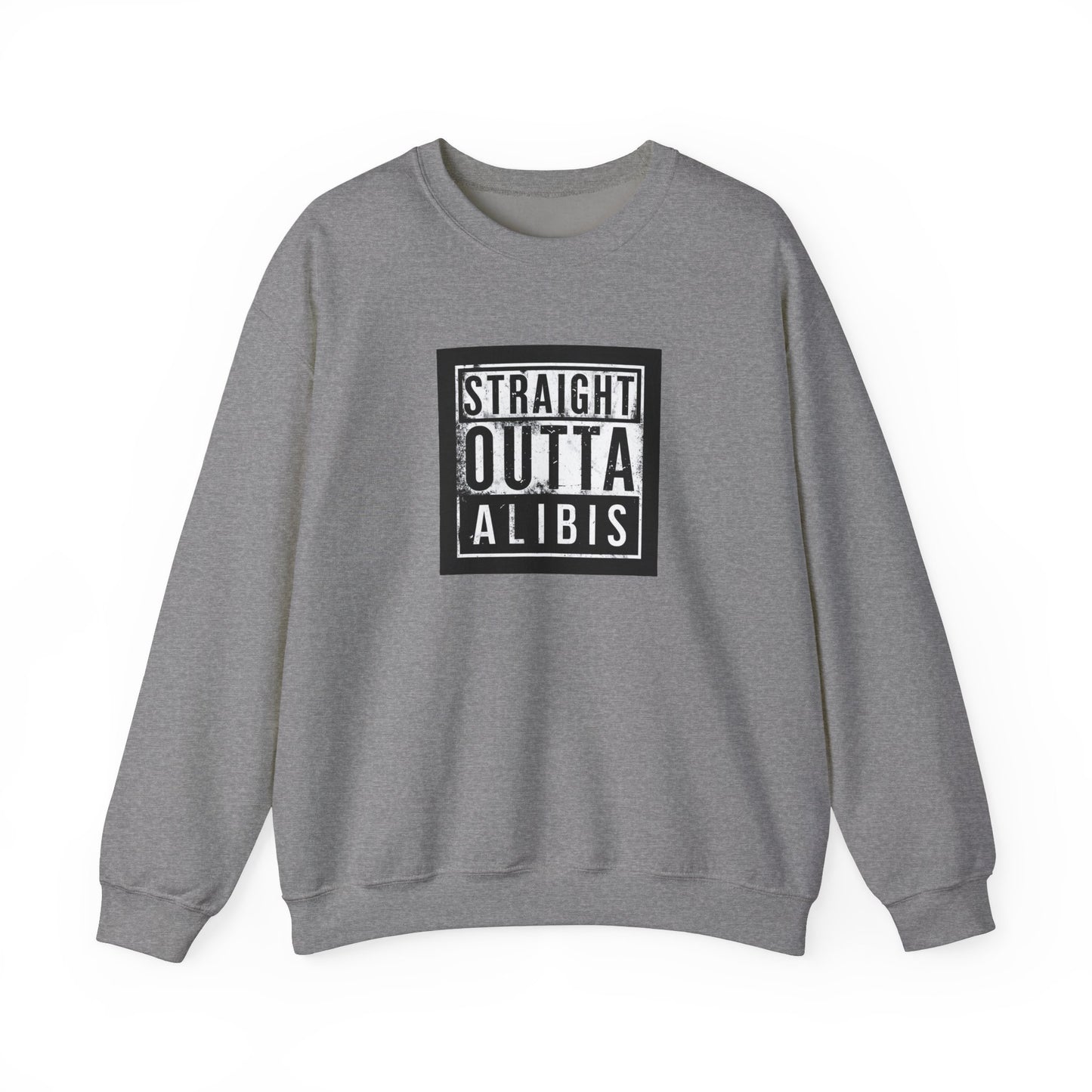 NEW! Retro Straight Outta Alibis Unisex Heavy Blend™ Crewneck Sweatshirt - Fun & Casual Fashion